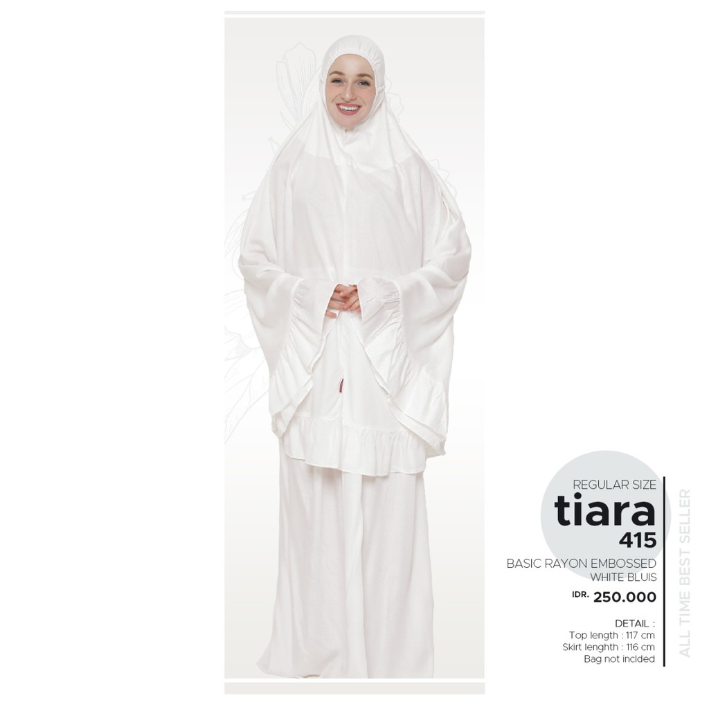 Mukena Tatuis Tiara 415 Original Basic Rayon Embossed WHITE BLUIS