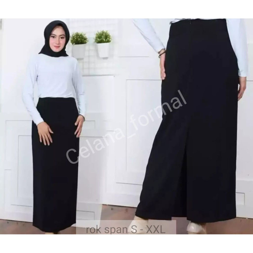 ROK SPAN KERJA PANJANG REMPEL BELAKANG. M L XL XXL