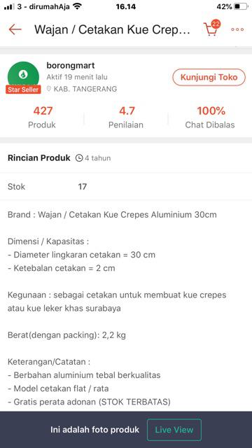 Wajan / Cetakan Kue Crepes Aluminium 30cm (gratis Perata Adonan Crepes)