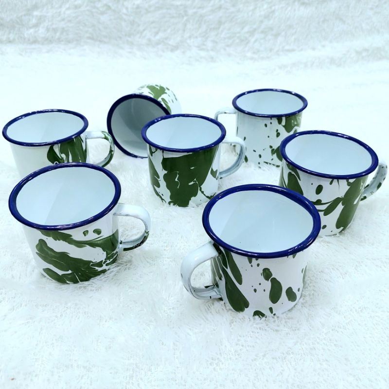 Mug Cangkir Gelas Enamel Blirik Lurik Blurik 7cm seng kaleng jadul kuno unik-1