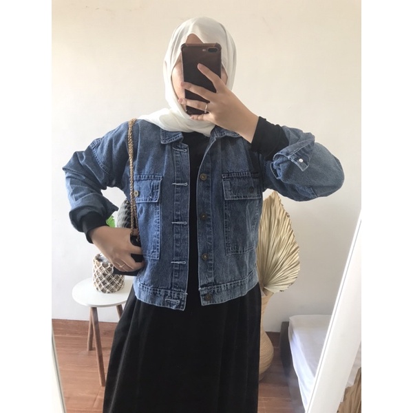 DENIM JAKET  JEANS KOREAN OVER SIZE BAGGY JACKET