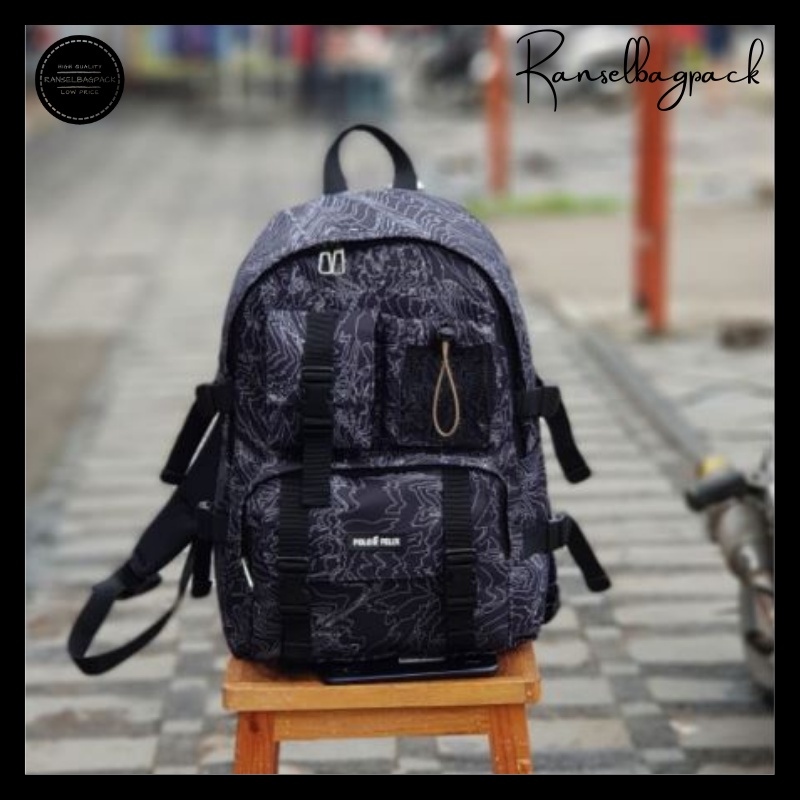 Tas Ransel - Backpack Punggung Bahu Sekolah Kekinian Terbaru Murah Casual Simpel Elegan Multifungsi Stylish Pria Wanita Cewek Cowok-Belang-belang