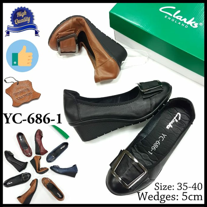 SEPATU KULIT SEPATU WANITA SEPATU FASHION SEPATU IMPORT CLARK WEDGE