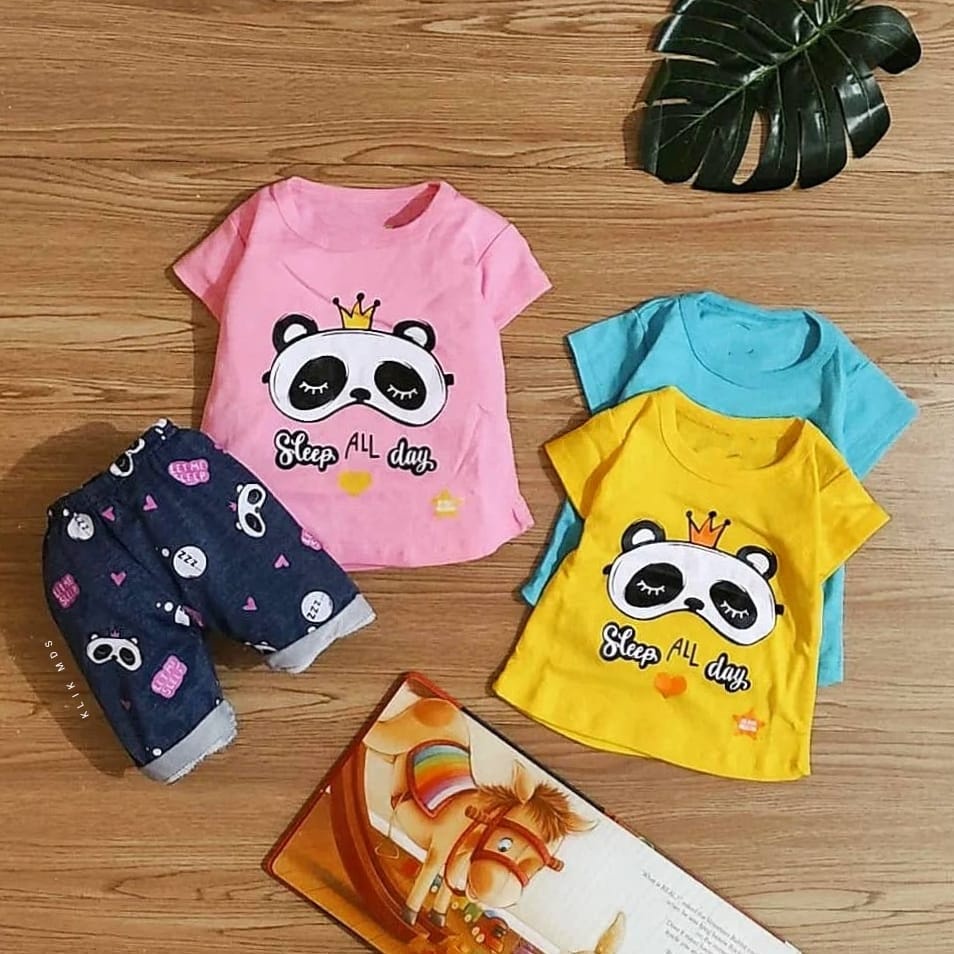 Klik Mds Setelan Baju  Bayi Perempuan Atasan dan Celana Motif Set Cewe 3 Ukrn Estimasi Usia 0-12 Bln