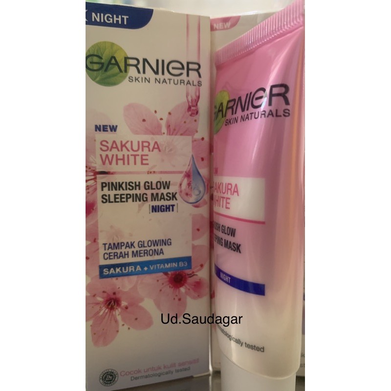 Garnier Sakura White Pinkish Glow Night Cream Skin Care 20ml Krim Malam