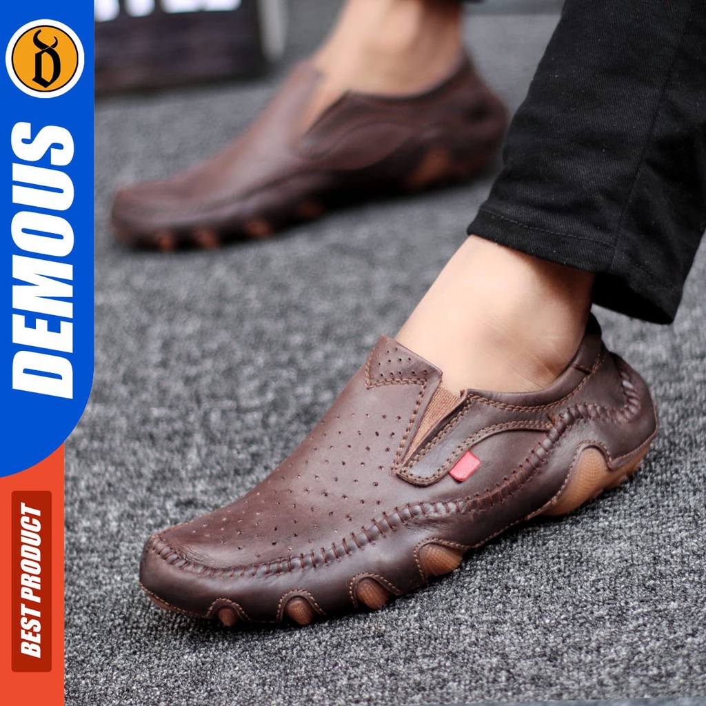 DEMOUS Mesi - Sepatu Pantofel Formal Kerja Slop Pria Kulit Asli