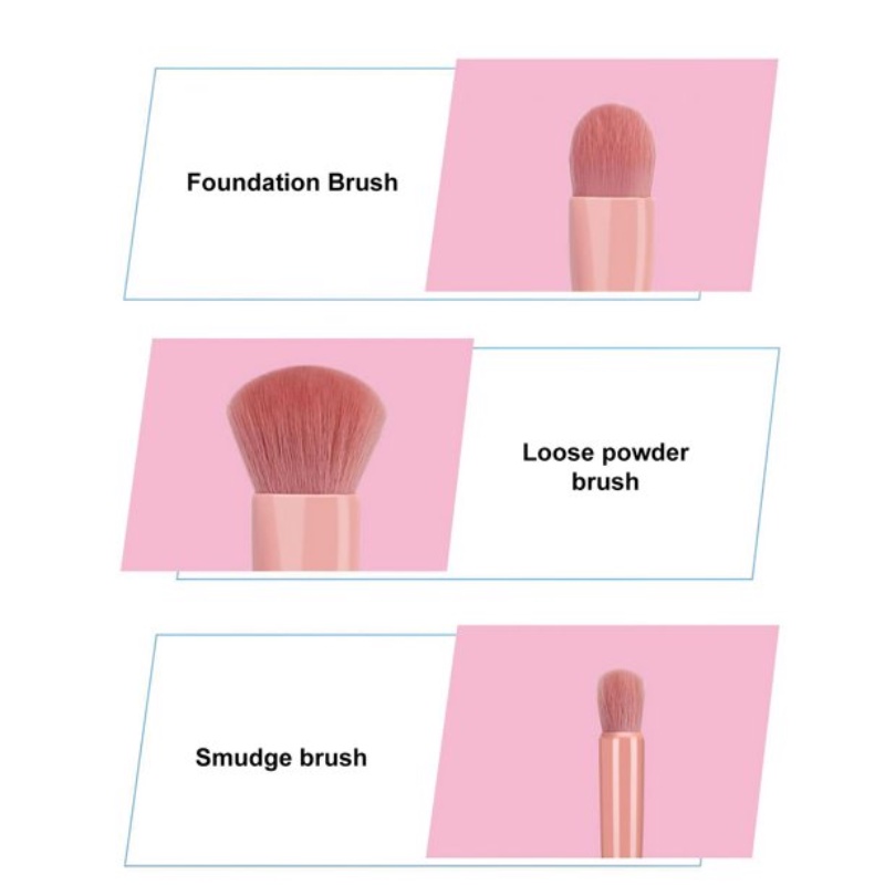 5pcs / Set Brush Mini Multifungsi Dengan Cermin Untuk Travel