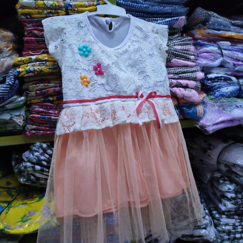 Dress anak cewek 1 2 3 4 tahun baju anak perempuan pakaian tutu tile dress mutiara 3 tiga