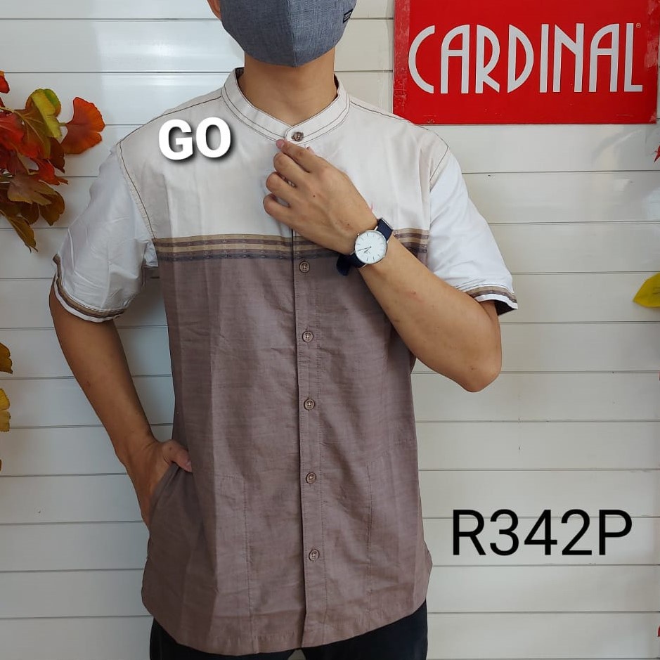 BB XL BIG SIZE CARDINAL KEMEJA KOKO Taqwa Baju Muslim Pakaian Pria Original Salur Lengan Pendek