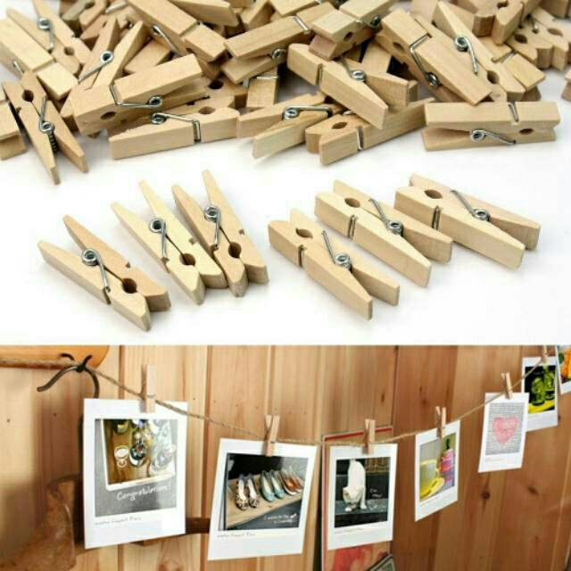 wooden clip jepit foto kayu 2.5 cm  3.5 cm Polos