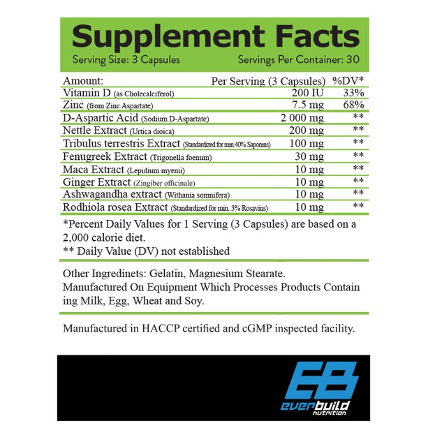 Everbuild Nutrition Test Build 90 Caps Ultimate Testosteron Booster