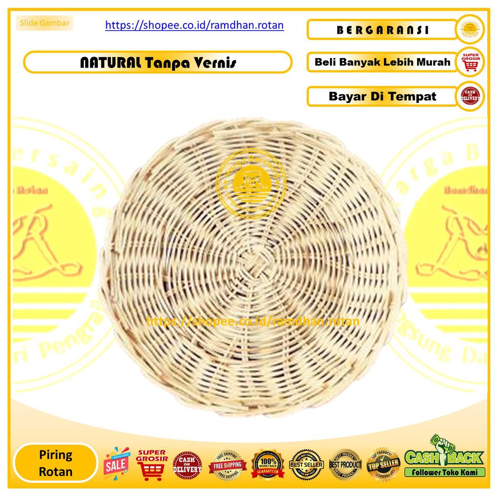Piring Rotan Dari Cirebon - Piring Anyaman Rotan - Piring Hajatan - Piring Resepsi - Piring Makan