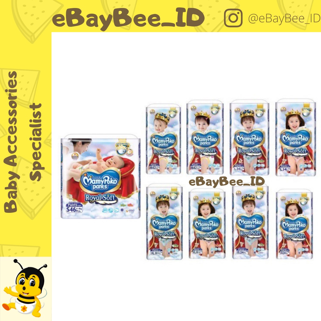 eBayBee_ID MamyPoko Pants Royal Soft | Popok bayi ukuran S46, M42, L34, XL 30, XXL 24