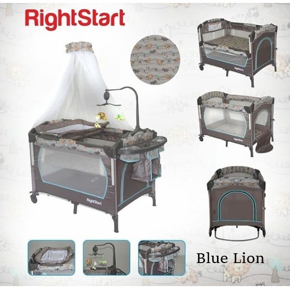 Right Start Baby Box Playard - Baby Box - Lion Blue
