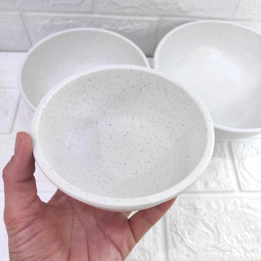 Mangkok Melamin Model Stone Bowl Corak Putih Batu 7,5 6,5 4,5 inch