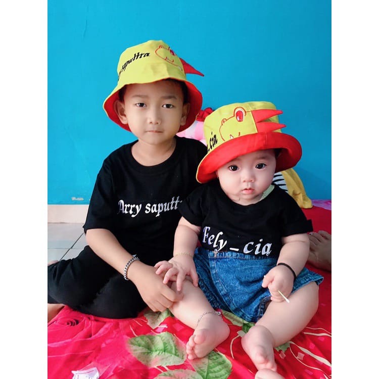 TOPI BUCKET DINO ANAK, BISA PAKAI NAMA SENDIRI