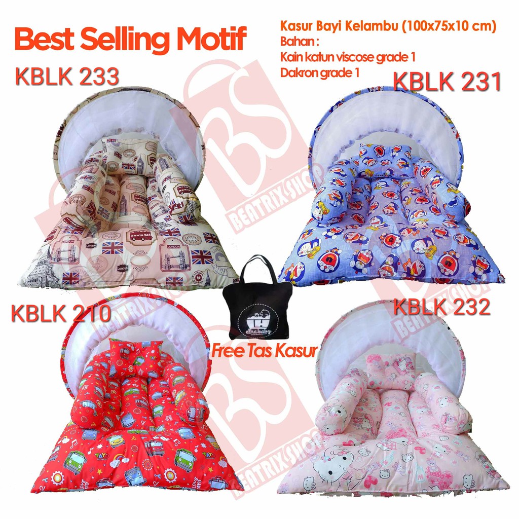 SEPAKET !!! SET KASUR BAYI TENDA KELAMBU NEWBORN BANTAL GULING KARAKTER LUCU BABYBESS TERMURAH 063