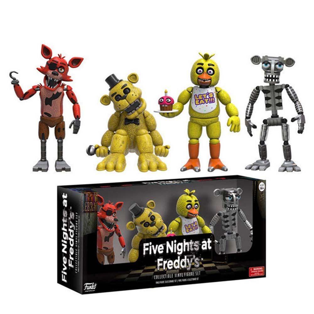 LANFY Lima Malam Di Malam Freddy's FNAF Nightmare 4pcs /set Dekorasi Mobil Figure Mainan Chica Pelaksanaan Keamanan Model Kolekte