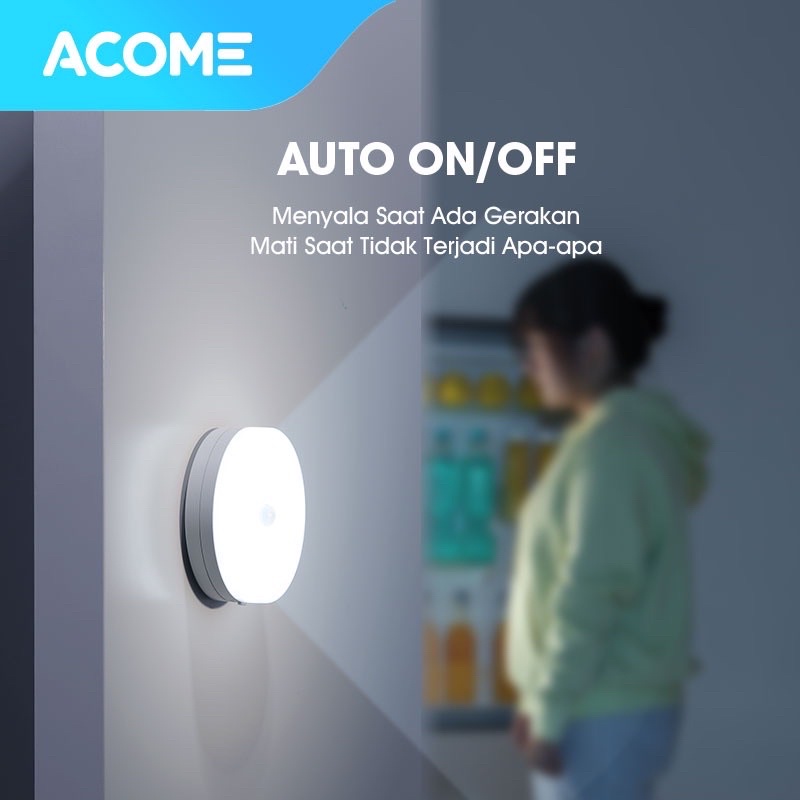 ACOME Induction Night Light ANL01 Lampu Sensor Otomatis White - Garansi 1 Tahun