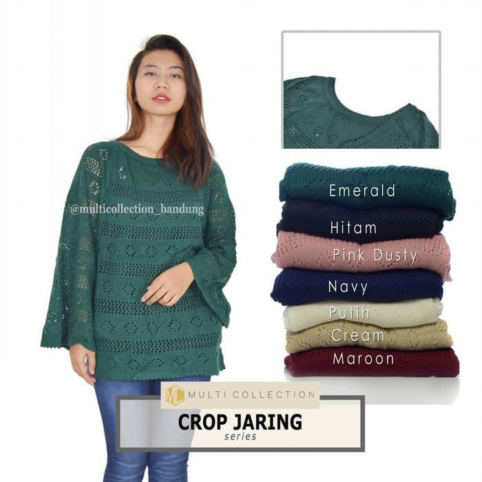 PAKAIAN WANITA TERBARU TERLARIS //  CROP JARING SWEATER | sweater crop jaring | sweater rajut | baju