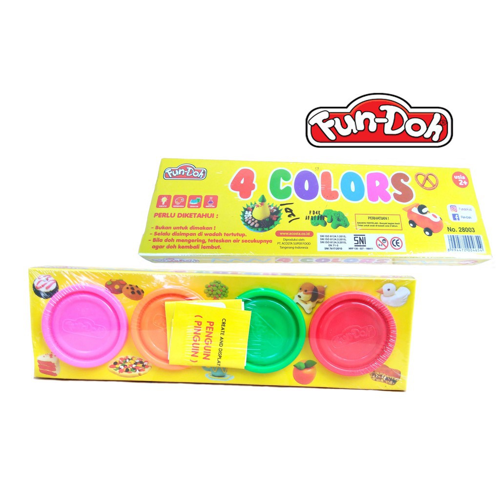 [FUN-DOH] Mainan Edukasi Anak Fun Doh Lilin Warna Plastisin Play Dough - FunDoh Isi Ulang [ECER / ISI 4 / RAINBOW PARTY]