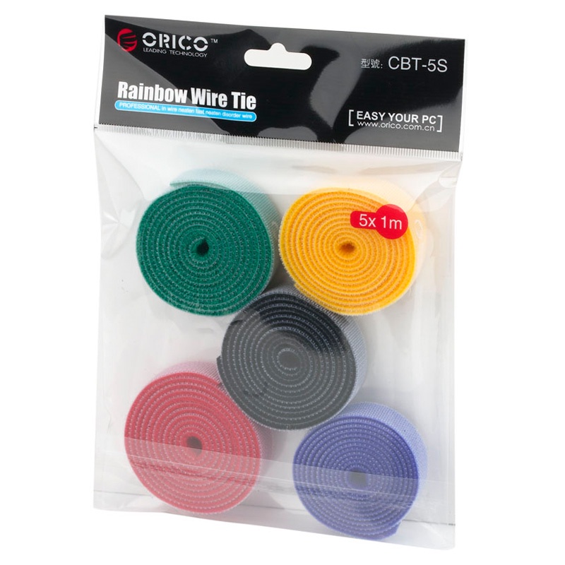 Orico Cable Clip Velcro 1M 5 PCS - CBT-5S - Multi-Color