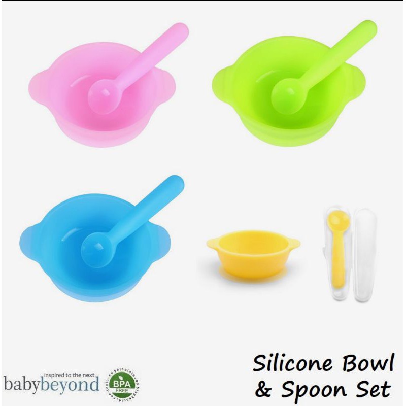 BABY BEYOND FOOD GRADE SILICONE BOWL &amp; SPOON SET 350ML