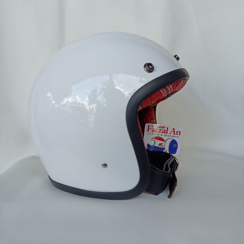 Helm Slim Head Putih Busa Tartan 2