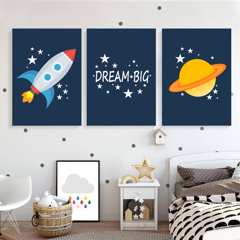 PROMO 1 SET Hiasan Dinding Kamar Bayi (A4) Tema Luar Angkasa Astronot Pajangan Anak Dekorasi Bayi Wall Decor - A&amp;M