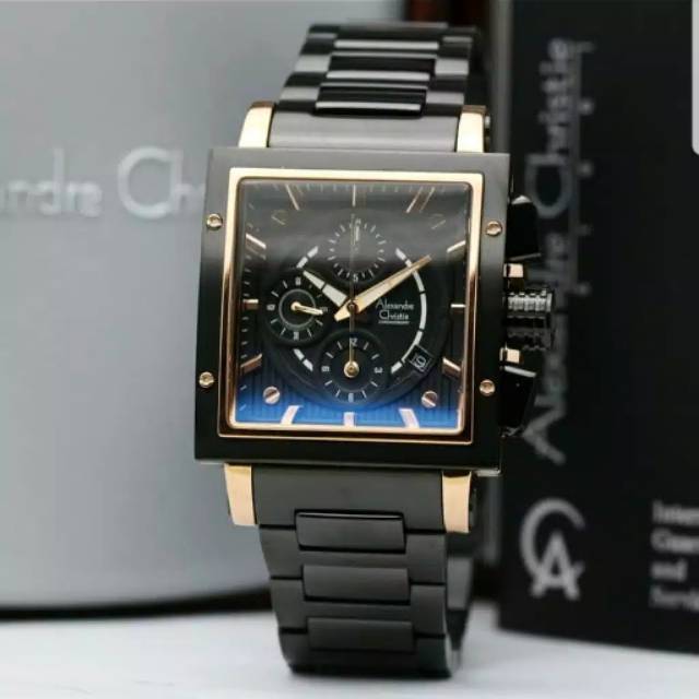 ALEXANDRE CHRISTIE 6182 BLACK ROSEGOLD. ORIGINAL GARANSI RESMI 1 TAHUN