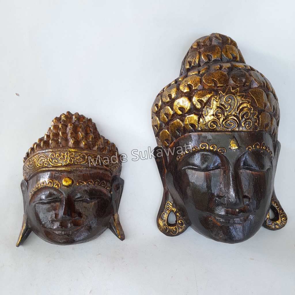 Hiasan dinding topeng budha kerajinan tangan handmade bali