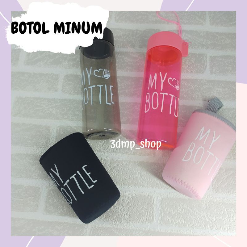 My bottle botol minum pink hitam merah muda