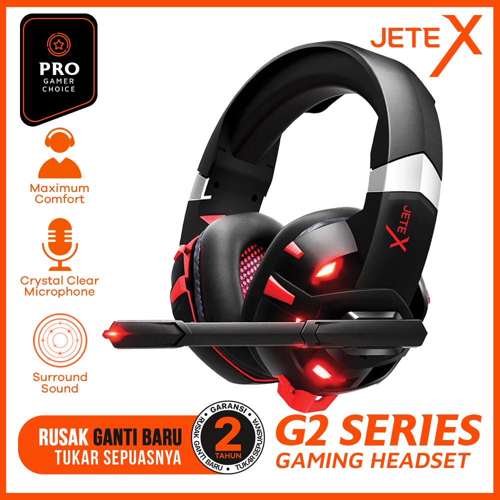 JETE X Gaming Series Headset Gaming | Headphone Gaming  Noise Cancelling JETEX G2 - Garansi 2 Tahun