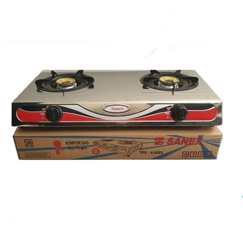 Kompor Gas Sanex K-608S  2 Tungku Stainless Stell