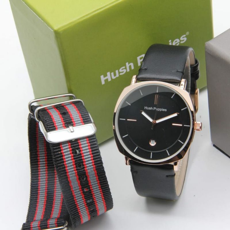 Jam Tangan Kanvas Kulit Terlaris Fashion Bisa COD Hush Puppies Free Strap