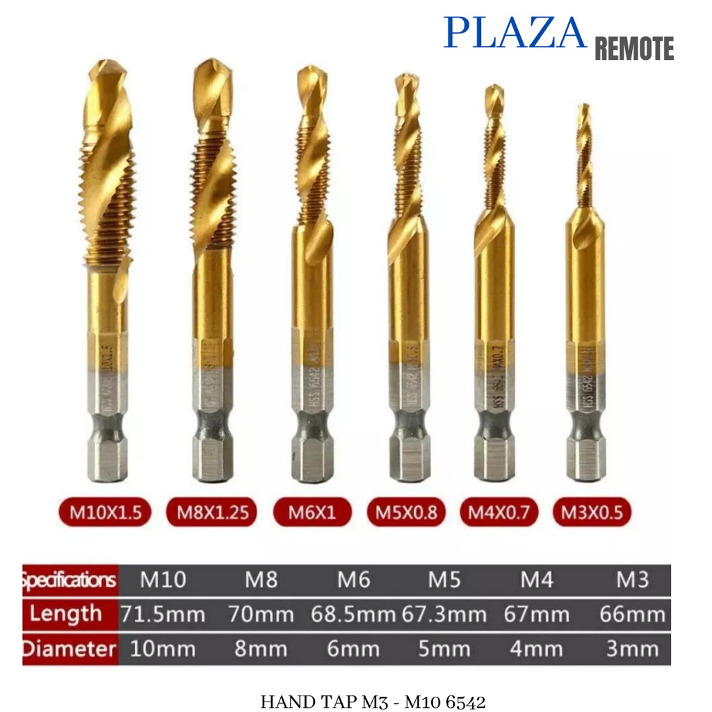 MATA BOR HAND TAP 6542 M3 - M10 TITANIUM UNTUK BOR BESI