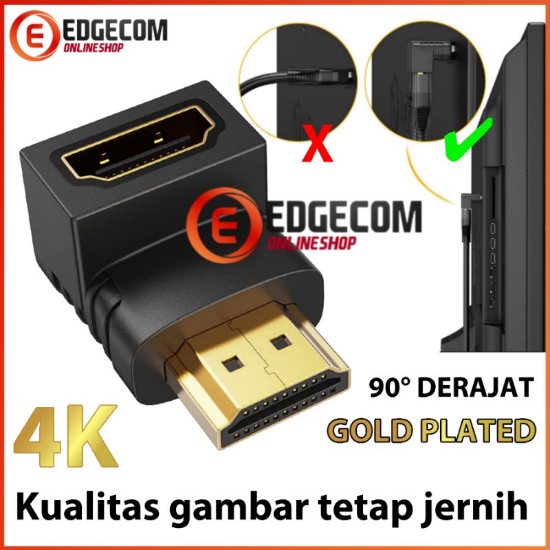 Gender / Konektor HDMI Male to HDMI Female Type L Siku 90 Derajat