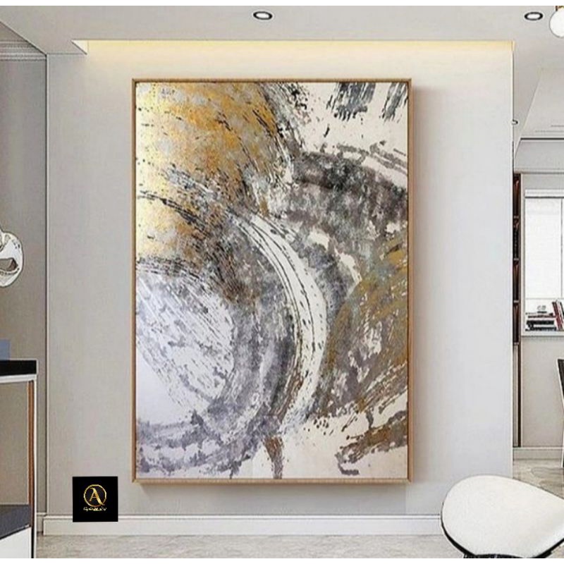 lukisan abtrak modern plus frame lukisan dinding ruang tamu besar dekorasi hotel rumah