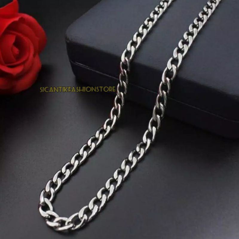 Kalung Titanium Rantai pria Titanium 50CM Terlaris murah Steel Gaya Hip Hop keren Fashion pria