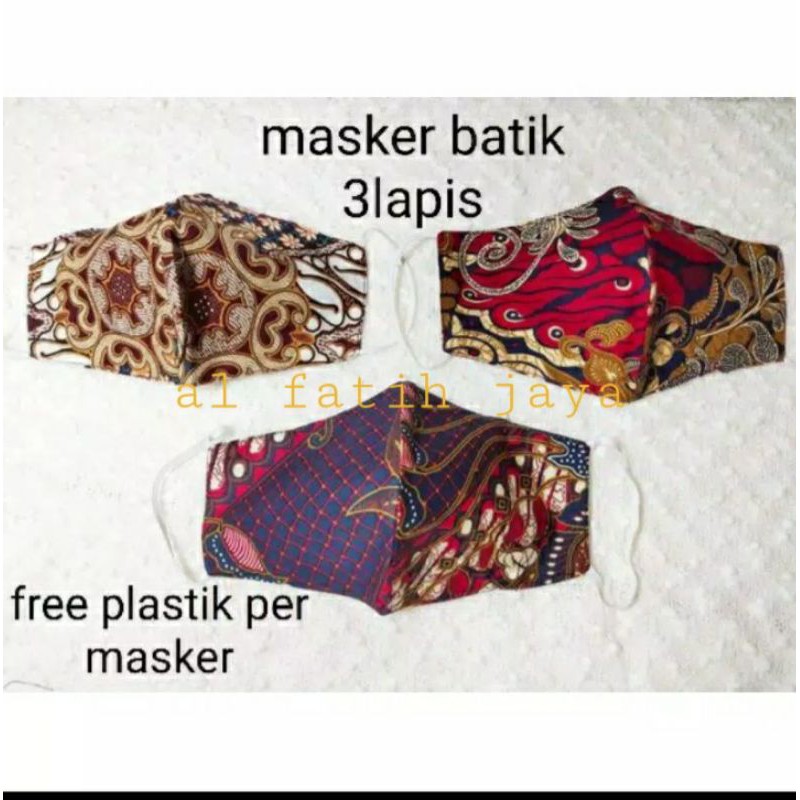 masker batik 3 lapis hijab/nonhijab masker kain motif batik 2lapis 3lapis souvenir pernikahan