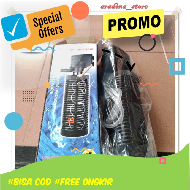 Alat Filter Internal Aquarium Tanpa Kuras Besar Mesin Box Pilter Akuarium Mini Celup RECENT RC 1200L