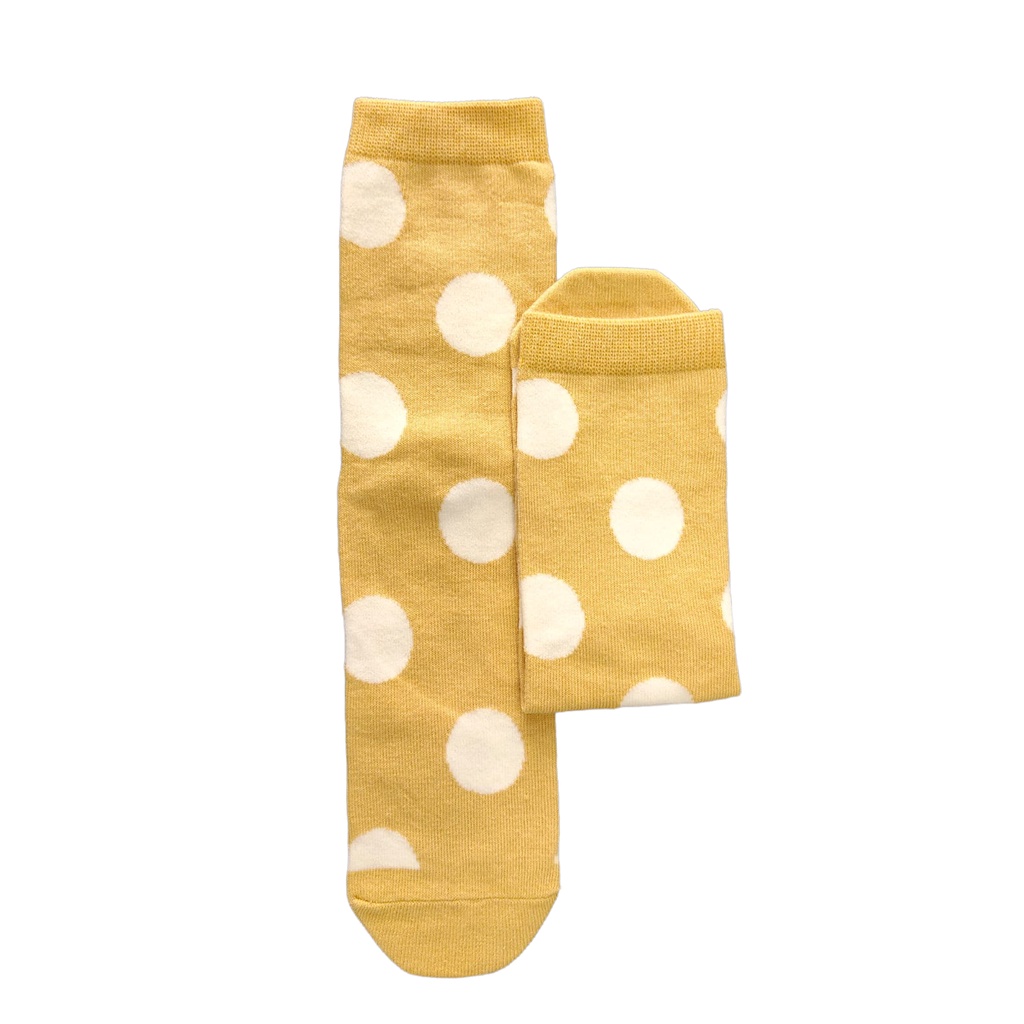 Kaos Kaki Motif Lucu-Lucu / Buah / Snack / Christmas / Snoopy / Leopard BEBAS PILIH (EXPT)-E38 Polka Big White