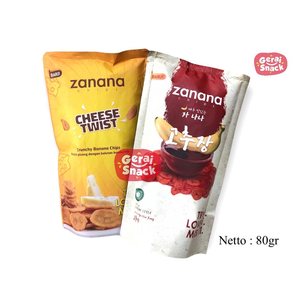 Keripik Pisang Zanana Chips Rasa Cheese Twist Varian Special 80g