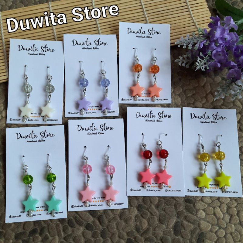 HANDMADE ANTING DEWASA KAITAN PLASTIK MOTIF STAR/BINTANG