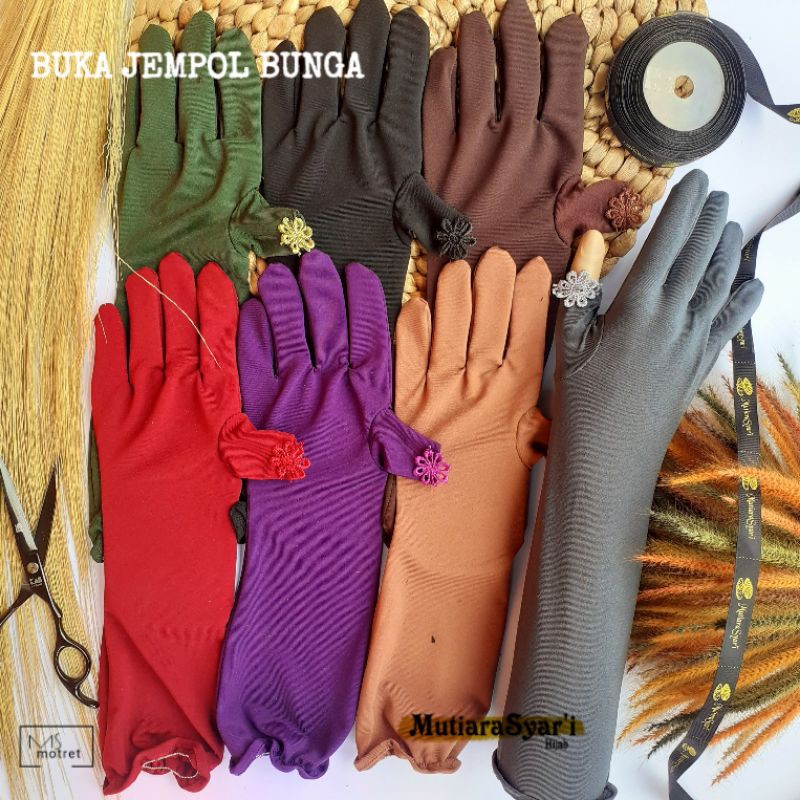 SARUNG TANGAN MUSLIMAH WANITA TOUCHSCREEN BUKA JEMPOL BUNGA