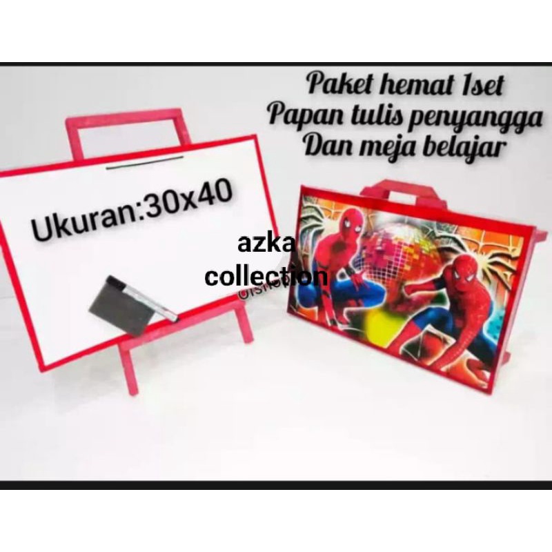 SET BELAJAR ANAK MEJA LIPAT PAPAN TULIS DAN PENYANGGA-meja papan tulis dan penyangga kayu ukuran 30x40