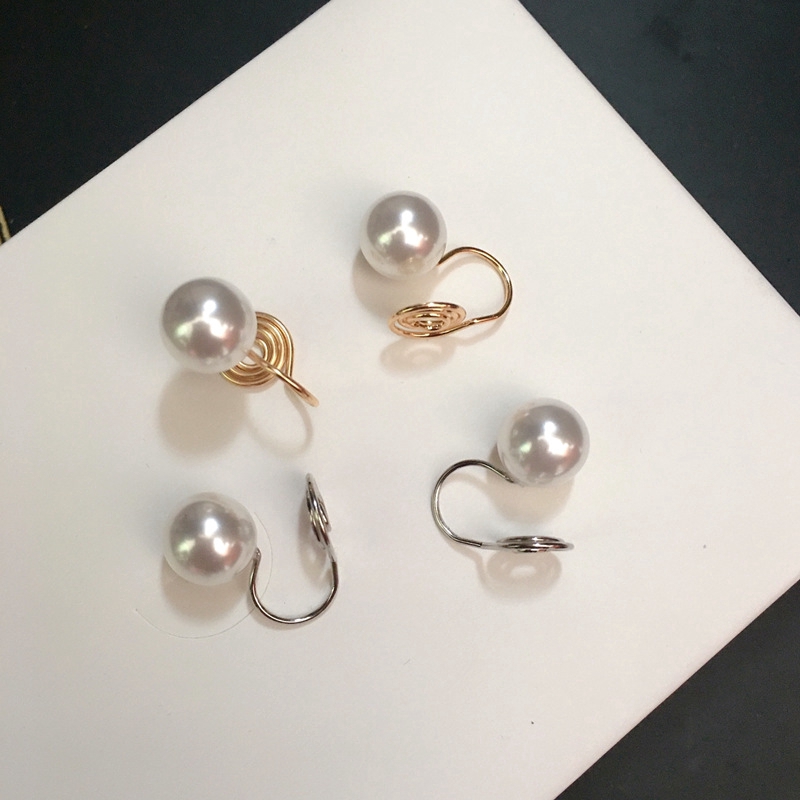 Anting Klip Tanpa Tindik Aksen Mutiara Imitasi Warna Goldsilver Untuk Wanita