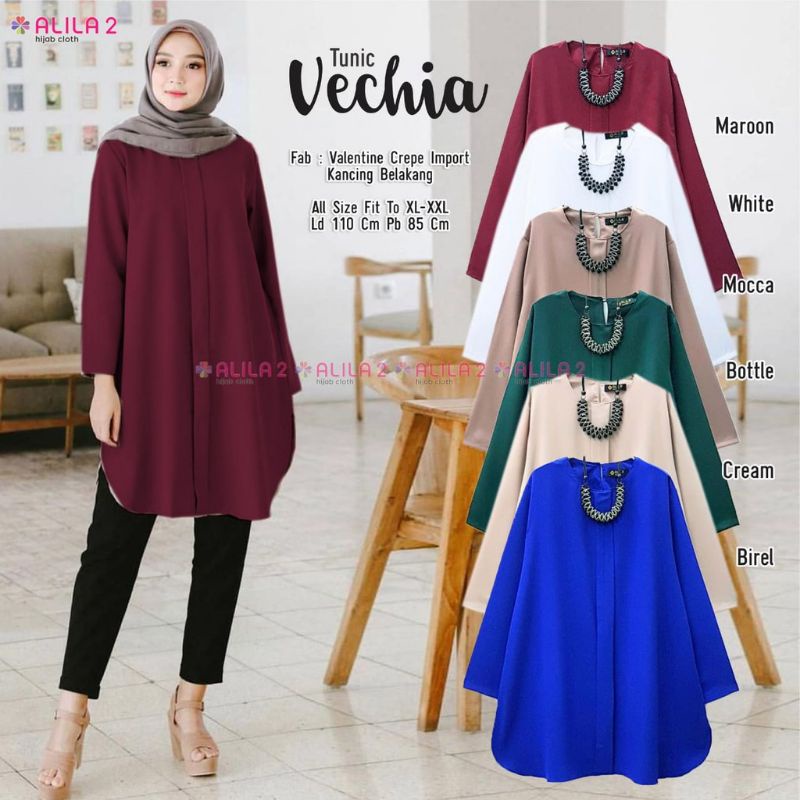 Vechia tunik atasan wanita fashion muslim