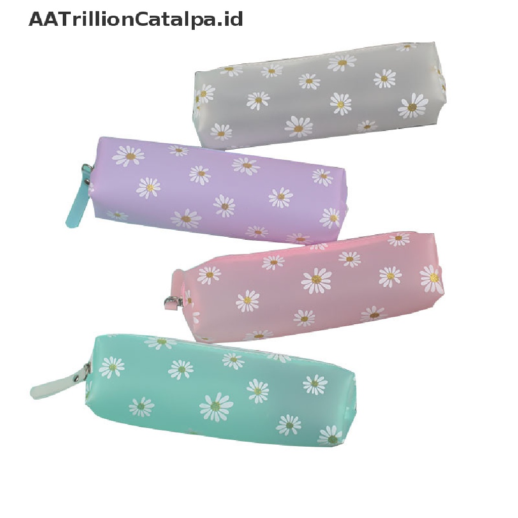 Aa Tempat Pensil Transparan Motif Bunga daisy Warna Permen Untuk Sekolah