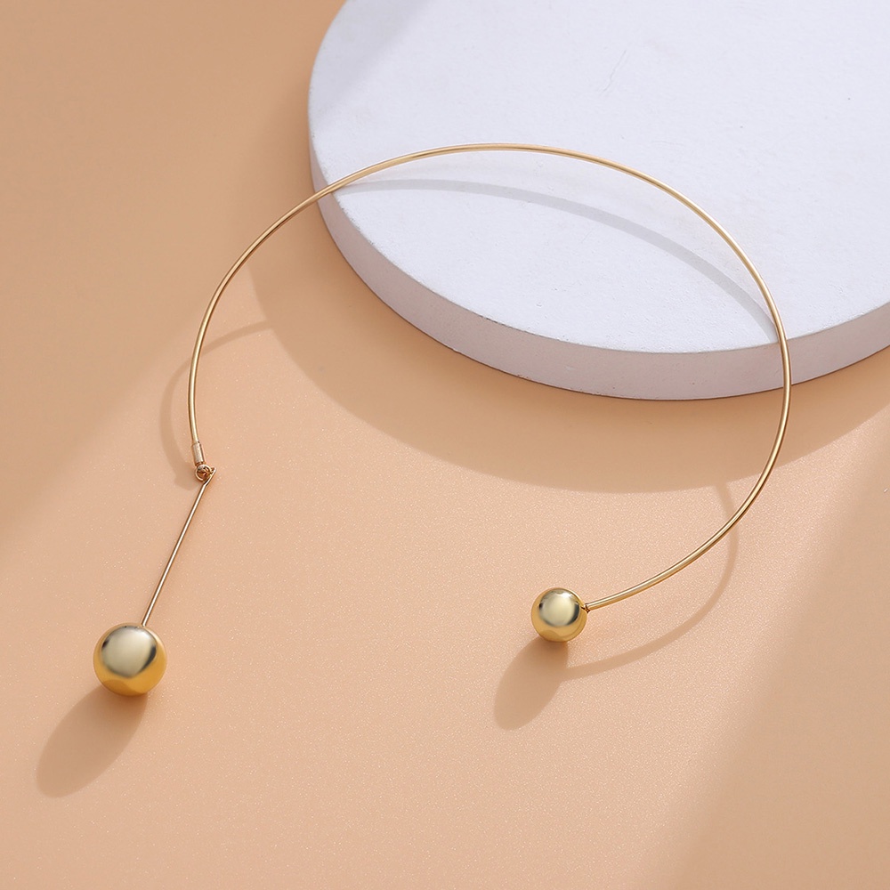 Kalung Rantai Klavikula Liontin Mutiara Geometris Gaya retro Untuk Wanita